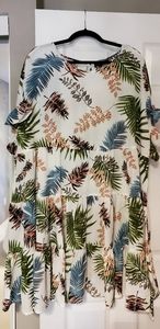 Short Sleeved Tropical Print Dress